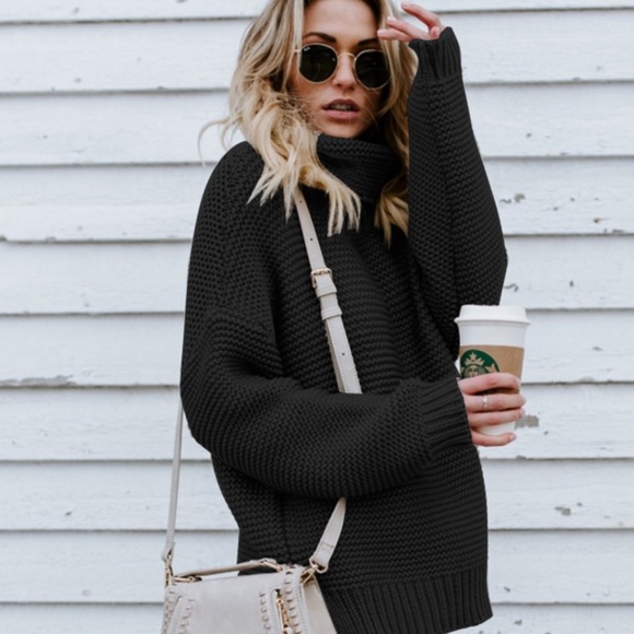 Black Turtleneck chunky sweater - Picture 4 of 5